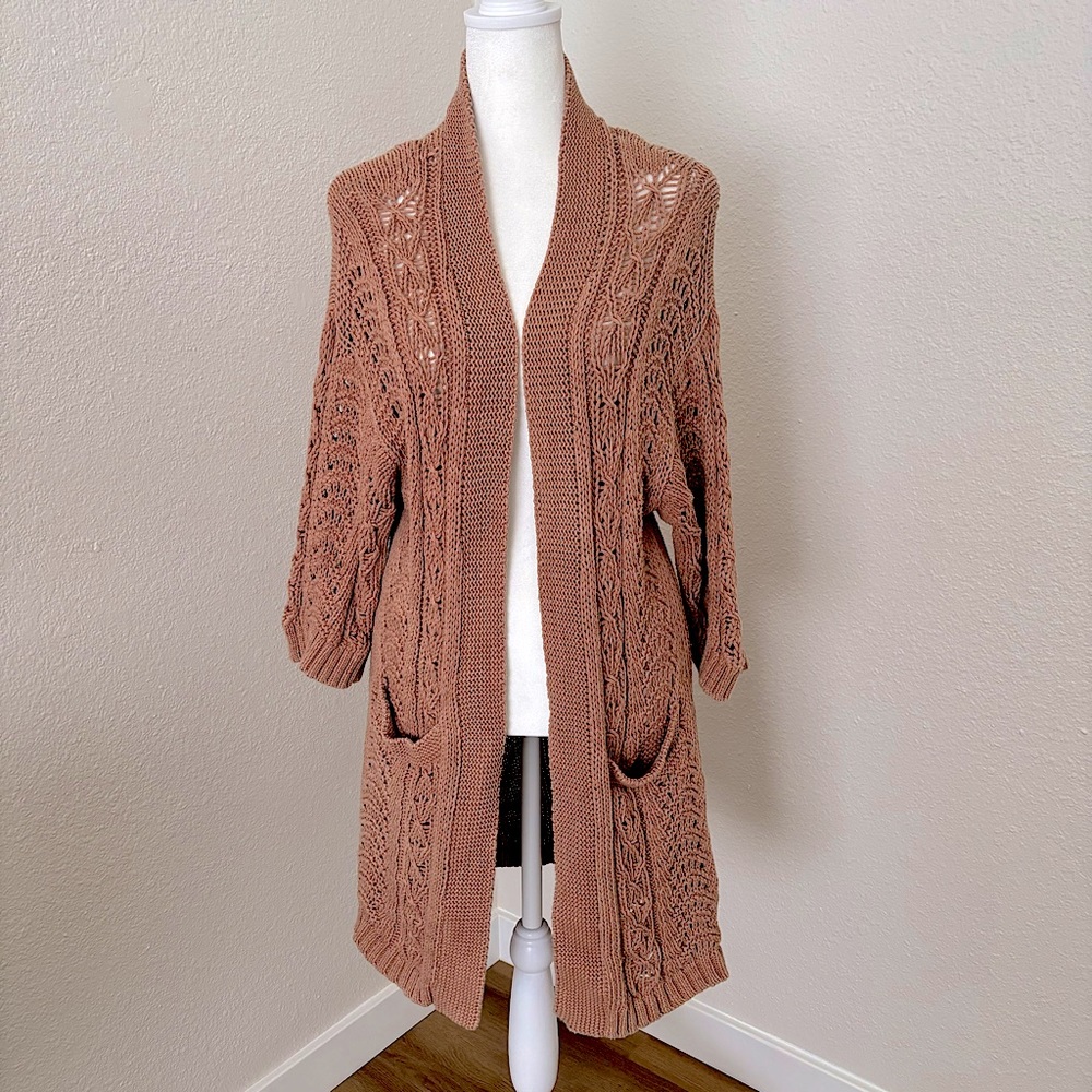 Johnny Was Calme 100% Cotton 3/4 Sleeve Cardigan Size Small